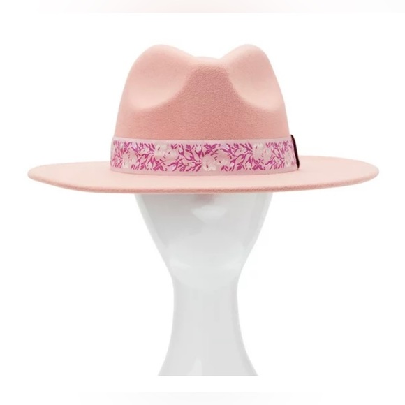 🩷 NWOT  Pink Fedora Hat Felt W/ Embellished Band Women’s One Size - Picture 5 of 6